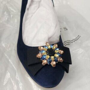Talbots Blue Suede Pumps, Indigo Blue with ISA Bow